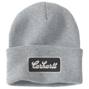 Knit Cuffed Script Patch Beanie